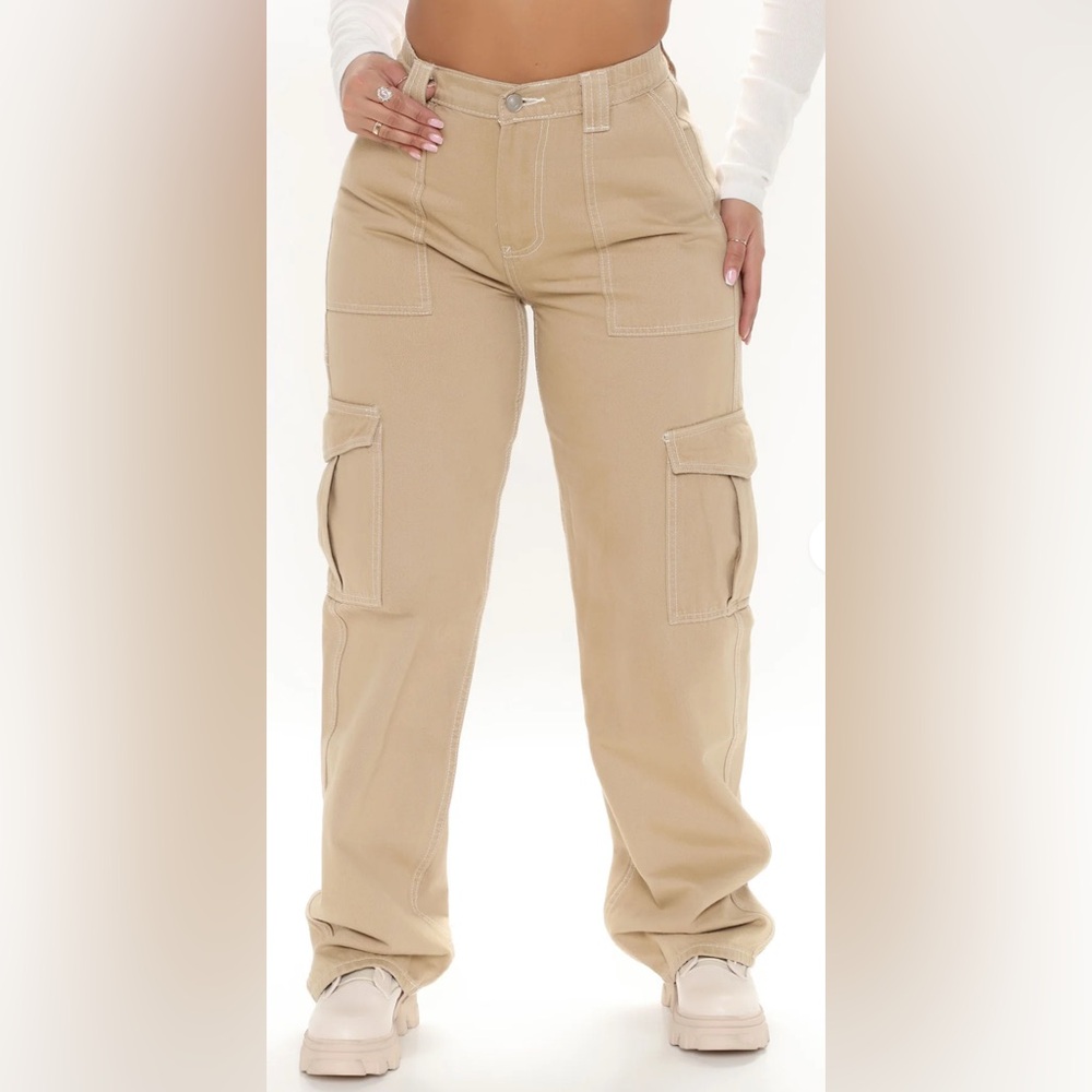 Fashion Nova Tan Cargo Pants Utility Style